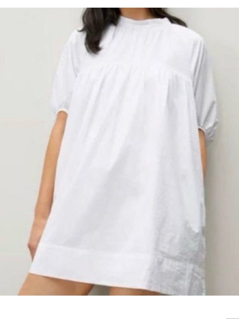 Everlane White Short Sleeve mini yoke Dress